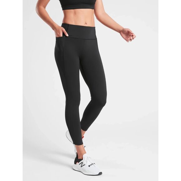 Athleta Velocity Stash Pocket 7/8 Tight Black Pockets LARGE - Picture 1 of 8